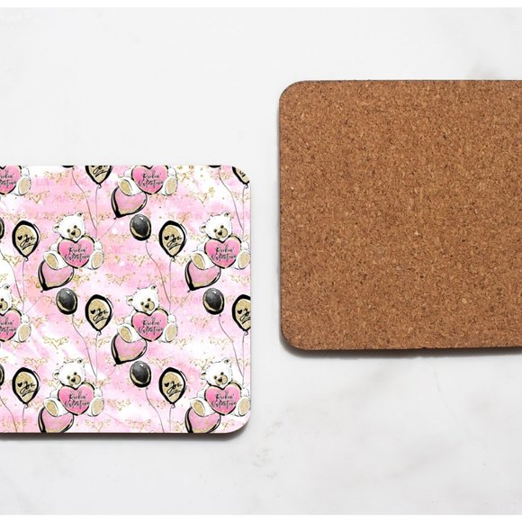 Women's Pink Gold Sparkly Valentines Design 20oz Tumbler Coaster Teddy Gift Set - Picture 2 of 5